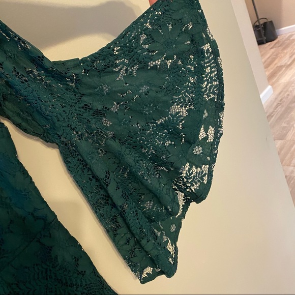 Lulus Allure Em in Forest Green Lace Flow Dress - Picture 4 of 7